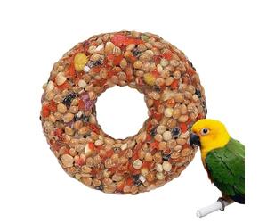 Parakeet Food - Bird Toys For Parakeets Teether Grain Donut Shape | Supplies For Training And Foraging Lovebirds Aviary Activities | Grain Based Edible Treat 5cm 30g - Chewable Donut Small Birds Budgi