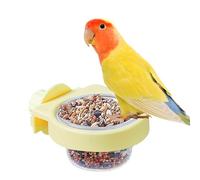 Parakeet Food Dish, Large Bird Feeder Cup, Durable Water Bowl with Clamp, Chinchilla Cage Accessory, 9.6x7.2x4.2cm, Easy Mount Watering Supply for African Grey, Conure, Small Pets
