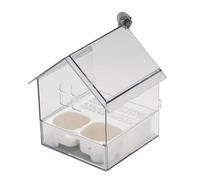Parakeet Water Feeder - 7.28x5.71x5.51in Transparent Bird Bath Tub for Feeding and Drinking, Outdoor Watching with Hanging Function, Clear Feeder for Finch Balcony Garden Patio Fence, Acrylic