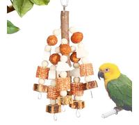 Parakeets Bird Toys, Natural Nut String Stick Climbing Stick Chew Toys, Interactive Cage Accessories for Conure, Lovebird, Macaw, Finches, and Mynah Birds, Applewood