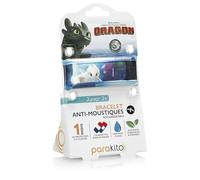 PARAKITO - Bracelet Anti-Moustiques Réutilisable - 2 Plaquettes Incluses aux Huiles Essentielles - 1 Mois de Protection - Sans DEET - Motif Dragons Furie Eclair - Taille Junior 3+