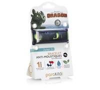 PARAKITO - Bracelet Anti-Moustiques Réutilisable - 2 Plaquettes Incluses aux Huiles Essentielles - 1 Mois de Protection - Sans DEET - Taille Junior 3+ (Dragons Krokmou)