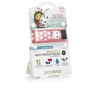 PARAKITO - Bracelet Anti-Moustiques Réutilisable - 2 Plaquettes Incluses aux Huiles Essentielles - 1 Mois de Protection - Sans DEET - Taille Junior 3+ (Gabby et La Maison Magique Rose)