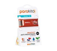 BIOSYNEX - PARAKITO - Bracelet Anti-Moustiques Rechargeable - 2 Recharges Incluses - 1 Mois d'Utilisation - Sans DEET - Motif Pompiers - Taille Junior 3+