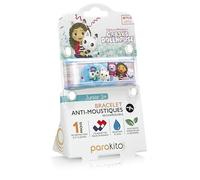 PARAKITO - Bracelet Anti-Moustiques Réutilisable - 2 Plaquettes Incluses aux Huiles Essentielles - 1 Mois de Protection - Sans DEET - Taille Junior 3+ (Gabby et La Maison Magique Famille)