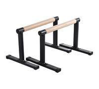 Parallettes premium jusqu'à 200 kg - Poignées de pompes en bois et métal - Poignées d'équilibre/barres à dips antidérapantes - Barres de pompes pour la callisthénie, la musculation et le yoga