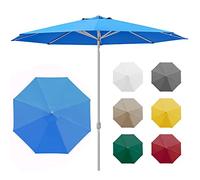 paramondo Interpara Parasol Pour Jardin Balcon Et Terrasse, Pliable, Avec Manivelle, 3,5m Rond/Bleu/Armature (Argent)