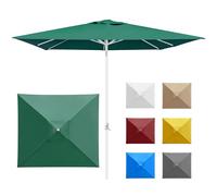 paramondo Interpara Parasol Pour Jardin Balcon Et Terrasse, Pliable, Avec Manivelle, Carré 3 x 3m / Vert/Armature (Blanc)