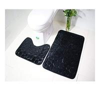 Paramount City Ensembles De Piédestal Et Tapis De Bain, Ensembles De Tapis De Salle De Bain Absorbants 2 Pièces Et Tapis De Piédestal De Toilette Antidérapants(Noir)
