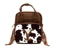 Paramount Network Bag, Crossbody, Yellowstone Dutton Ranch Cowboy Cowhide, Distressed Brown, Vegan Leather