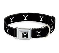 Paramount Network Collier pour chien avec boucle de ceinture de sécurité en métal Logo Y Noir Blanc 33 à 43 cm 3,8 cm de large
