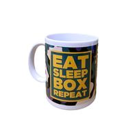 Paranoid Fish - Mug de boxe Gypsy King - Design « Eat Sleep Box » - En céramique - Pour fan de boxe - Officiel - Neuf dans une boîte cadeau