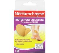 Parapharmacie > Beauté & Soins > Pieds Mercurochrome Protections en Silicone Prévention des Ampoules 5 Adhésifs - Pieds - Pharmacie en ligne LaSante.net