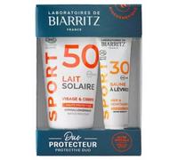 Parapharmacie > Beauté & Soins > Solaire > Protection solaire Laboratoires de Biarritz Sport Lait Solaire SPF50 Visage et Corps Bio 50 ml + Baume à Lèvres SPF30 Bio 15 ml