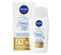 NIVEA SUN Soin Solaire Triple Protect 50+ (1 x 40 ML), Fluide Visage Quotidien à la Texture Ultra-légère, Contenant de l’Acide Hyaluronique (L'emballage Peut Varier)