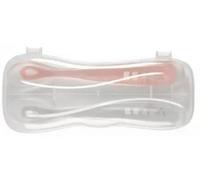 Parapharmacie > Bébé & Maman > Accessoires bébé Béaba Cuilleres 1er Âge Silicone x 2 avec Boite de Transport Gris et rose