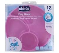 Chicco Assiette Ventouse Compartimentée en Silicone pour Bébé, Vaisselle Souple et Résistante, Compatible avec Lave-Vaisselle et Micro-Ondes - dès 12 Mois, Rose