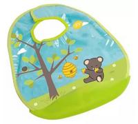 dBb Remond Bavoir "Ramasse Tout" pour Bébé - Avec Poche Ramasse-Miettes Amovible - Bavoir Imperméable - Protection Repas Bébé Fille & Garçon - Fermeture Facile - Décor Ourson