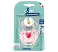 Parapharmacie > Bébé & Maman > Accessoires bébé > Sucettes et attache-sucettes Dodie 2 Sucettes Physiologiques Silicone 6 Mois et +