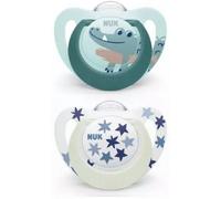 Parapharmacie > Bébé & Maman > Accessoires bébé > Sucettes et attache-sucettes NUK Starlight Day & Night 2 Sucettes Silicone 18-36 Mois
