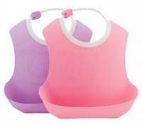 Twistshake Baby Bibs - 2 Pack | Infant Bib with Adjustable Neck Band and Large Food Pouch | Waterproof - BPA Free | Pink Purple