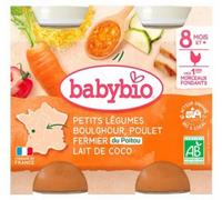 BabyBio Petit Legumes Boulghour Poulet Coco 8M+ Bio 2x200g