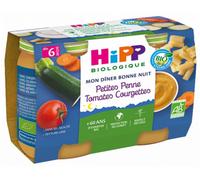 Parapharmacie > Bébé & Maman > Alimentation bébé > Repas bébé HiPP Mon Dîner Bonne Nuit Petites Penne Tomates Courgettes dès 6 Mois Bio Pots x 2