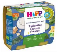 HiPP Biologique Mon Dîner Bonne Nuit Tagliatelles Épinards Fromage Dès 12 Mois Pots 2x250g