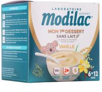 Parapharmacie > Bébé & Maman > Alimentation bébé > Repas bébé Modilac Expert Mon 1er Dessert Sans Lait Vanille 6 - 12 mois x 10 - Repas bébé - Pharmacie en ligne LaSante.net