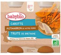 Parapharmacie > Bébé & Maman > Alimentation bébé > Repas bébé > Petits pots bébé Babybio Carotte Potimarron Truite 8 Mois et + Bio 2 Pots de 200 g - Petits pots bébé - Pharmacie en ligne LaSante.net