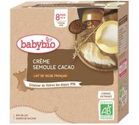Parapharmacie > Bébé & Maman > Alimentation bébé > Repas bébé > Petits pots bébé BabyBio Crème Semoule Cacao 8 Mois et + Bio Gourdes 85 g x 4