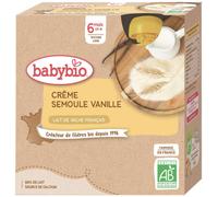 Babybio Desserts Lactés Gourde Crème Semoule Vanille +6m Bio 4 x 85g