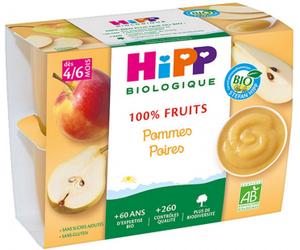Parapharmacie > Bébé & Maman > Alimentation bébé > Repas bébé > Petits pots bébé HiPP 100% Fruits Pommes Poires dès 4/6 Mois Bio 4 Pots - Petits pots bébé - Pharmacie en ligne LaSante.net