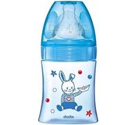 Dodie - Biberon Anti-Colique Initiation+ , Bleu Bateau , 150ml, 0-6 mois, Tétine Ronde, Débit 1