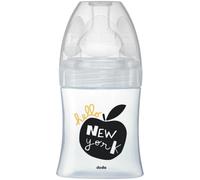 Dodie - Biberon Anti-Colique Sensation+ Verre, NEW YORK, 150ml, 0-6 Mois, Tétine Plate, Débit 1