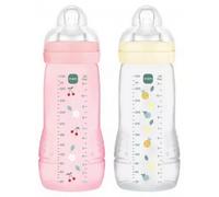 Parapharmacie > Bébé & Maman > Biberons et tétines > Biberons MAM Easy Active 2 Biberons 2eme Âge 330 ml 6 Mois et + Débit Tres Rapide Pearl/Berry