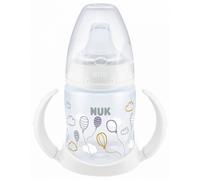 Tasse antifuite NUK First Choice | 150 ml | Poignées ergonomiques et bec verseur physiologique en silicone | Étanche | 6-18 m | Anti-colique | Contrôle de la température | Sans BPA | Ballons (Blanc)