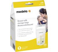 Medela - Sachet de conservation pour lait maternel Medela - double glissière de sécurité, bords renforcées, sans BPA, 180ml, Lot de 50