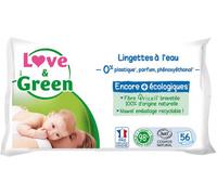 Love&Green Lingettes Hypoallergéniques À L'Eau Peaux Sensibles 56 Pièces