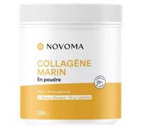 NOVOMA Collagene Marin Poudre Type 1 & 3, Peau & Articulations, 10g par Portion, Cure de 28 jours, Collagène Breveté Naticol Avec Vitamine C, Pot de 290g Saveur Mangue, Made in France