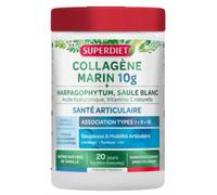 SUPERDIET - COLLAGÈNE MARIN - ARTICULATIONS & SYSTÈME LOCOMOTEUR - ASSOCIATION TYPE I, II, III - Titré en Glucosamine et Chondroïtine - Fabrication française - 220g