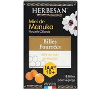 Parapharmacie > Compléments alimentaires > Compléments Alimentaires ORL Herbesan Miel de Manuka Billes Fourrées IAA 10+ 12 Billes - ORL - Pharmacie en ligne LaSante.net