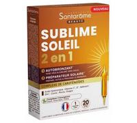 Santarome Bio - Sublime Soleil 2 en 1 - Autobronzant & Préparateur Solaire - Complément alimentaire solaire - Caroténoïdes & Plantes - 20 ampoules - Goût Passion Mangue - France