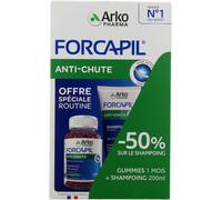 Parapharmacie > Compléments alimentaires > Compléments Alimentaires Pour Cheveux, peau et ongles Forcapil Duo Anti-Chute Gummies x 60 + Shampooing 200 ml - Cheveux, peau, ongles - Pharmacie en ligne L