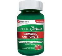 Forté Pharma - Expert Cheveux Gummies Anti-Chute | Gummies Cheveux - Chute de Cheveux - Goût Myrtille | Freine la chute & stimule la Repousse | Tous Types de Chutes | 60 gommes à mâcher = 1 mois