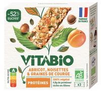 VITABIO - Barres - Abricot Noisettes & Graines de courge - Nutri-Score A - 3x25g