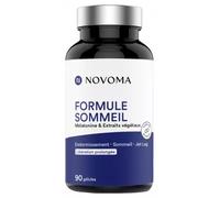 NOVOMA Formule Sommeil avec Mélatonine 1,9 mg, Endormissement & Repos Naturel, Complexe de Plantes avec Melatonine Pure, Mélisse et Passiflore, 90 Gélules Vegan, Made in France