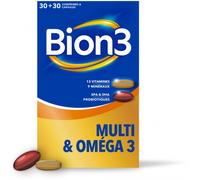 Parapharmacie > Compléments alimentaires > Compléments Alimentaires Vitalité et Défenses immunitaires > Multivitamines Bion 3 Multi & Oméga 3 Comprimés x 30 + Capsules x 30