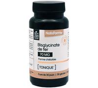 Nat&Form Bisglycinate De Fer 70mg Complément Alimentaire Tonique 30 Gélules