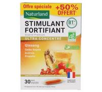 Parapharmacie > Compléments alimentaires > Compléments Alimentaires Vitalité et Défenses immunitaires Naturland Stimulant Fortifiant Bio Ampoules x 20 + 10 Offertes